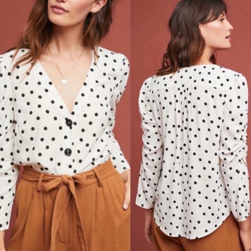 Anthropologie Joudain Polkadot Blouse; Size: MED